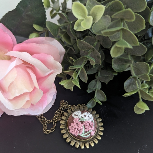 Handmade Jewelry Nwt Embroidered Flower Necklace Poshmark